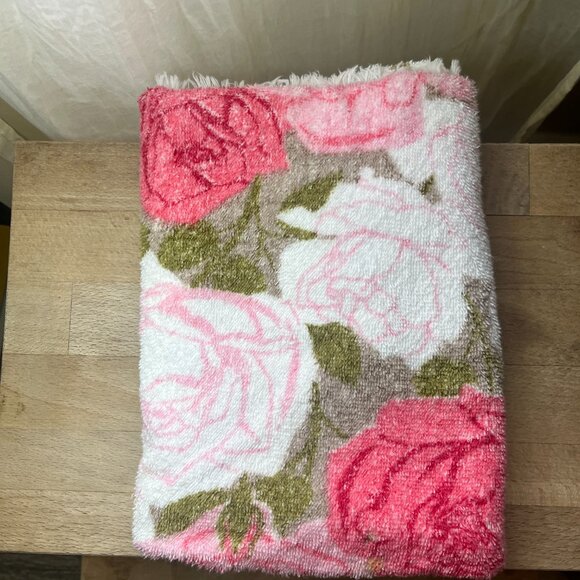 🌹 Vintage Royal Terry of CA Bath Towel - Romantic Pink Floral-Shabby Chic - Picture 4 of 7